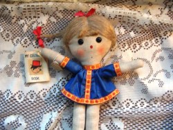 11'' ORIGINAL TAG LINEN GIRL DOLL FROM CZECHOSLOVAKIA HANDMADE